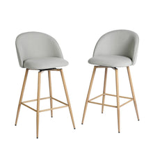 Load image into Gallery viewer, Fabric Metal Low Back Counter Height Swivel Bar Chairs (Set of 2) - Gray / Oak