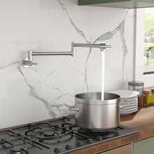 Load image into Gallery viewer, Wall Mount Pot Filler Faucet Folding Stretchable Kitchen Sink Faucet With 2 Handles - Brushed Nickel