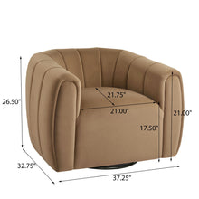 Load image into Gallery viewer, Serenizia - Upholstered Velvet Swivel Chair With Channel Tufted
