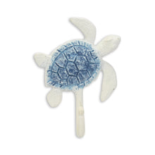 Load image into Gallery viewer, 4" Cast Iron Turtle Wall Hook - Blue / White