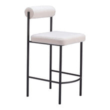 Load image into Gallery viewer, 26" Faux Shearling And Steel Low Back Counter Height Bar Chairs (Set of 2) - Ivory / Black