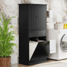 Load image into Gallery viewer, Modern Bathroom Storage Cabinet With Two Laundry Baskets, One Drawer, Adjustable Shelf