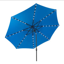 Load image into Gallery viewer, Solar LED Patio Umbrella With Crank Lift And Tilt, 8 Ribs, UV Resistant Canopy For Pool, Backyard & Patio (Without Base) - Blue