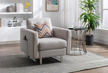 Load image into Gallery viewer, Victoria - Fabric Armchair With Metal Legs, Side Pockets, And Pillow