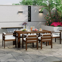 Load image into Gallery viewer, Rustic Patio Dining Set For 6 With Removable Cushions