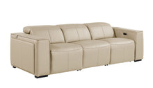 Load image into Gallery viewer, Top Grain Leather Reclining Metal USB Sofa (720385) - Beige