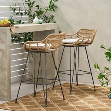 Load image into Gallery viewer, Outdoor Rattan Bar Chair With Metal Legs