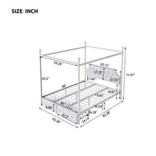Load image into Gallery viewer, Queen Size Canopy Platform Bed With Upholstered Headboard And 2 Storage Drawers - White