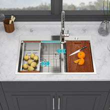 Load image into Gallery viewer, Topmount Drop In Kitchen Sink With Double Bowl Design