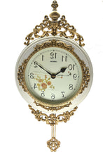 Load image into Gallery viewer, Silent Pendulum Ornate Round Wall Clock - Ivory / Gold