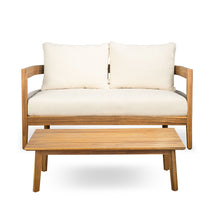 Load image into Gallery viewer, Porto - Outdoor Loveseat & Table - Beige / Teak