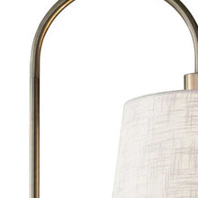 Load image into Gallery viewer, Tray Table Floor Lamp With White Solid Color Empire Shade - Black / Brass