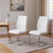 Load image into Gallery viewer, Transitional Upholstered Faux Leather Dining Side Chairs (Set of 2) - White
