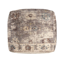 Load image into Gallery viewer, Upholstered Medallion Pouf Ottoman - Ivory / Taupe