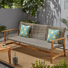 Load image into Gallery viewer, Outdoor 3 Seater Sofa With Rattan Cover - Gray