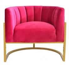 Load image into Gallery viewer, Glam Channel Tufted Velvet Accent Chair - Pink / Gold