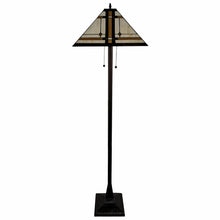 Load image into Gallery viewer, Two Lights Traditional Shaped Floor Lamp With Brown And White Stained Glass Cone Shade - Brown
