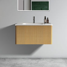 Load image into Gallery viewer, Etna - Striped Bathroom Vanity With Ceramic Sink, Wall Mounted Floating Bathroom Vanity For Modern Bathroom