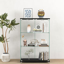 Load image into Gallery viewer, Modern Display Cabinet With LED Lights, Transparent Tempered Glass 2 Door Storage Case With 3 Shelves