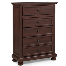Load image into Gallery viewer, 1 Piece Tall Chest, 5 Drawer Storage Bedroom Furniture - Brown / Cherry