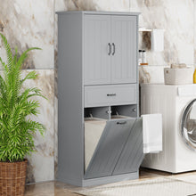 Load image into Gallery viewer, Modern Bathroom Storage Cabinet With Two Laundry Baskets, One Drawer, Adjustable Shelf