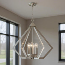 Load image into Gallery viewer, 25" Six-Light Dimmable Chandelier With Shades - Nickel