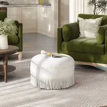 Load image into Gallery viewer, Yolanda - Round Upholstered Accent Ottoman - Almond White