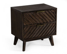 Load image into Gallery viewer, Classic Chevron Nightstand With Two Drawers - Dark Brown