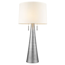 Load image into Gallery viewer, Metal Two Light Table Lamp With White Empire Shade - Silver