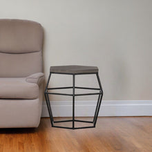 Load image into Gallery viewer, Modern Concrete Metal Hexagonal End Table - Gray And Black
