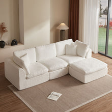 Load image into Gallery viewer, Cloud Sectional Couch, Convertible With Ottoman, 3 Seater Modular Design