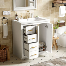 Load image into Gallery viewer, Ceramic Sink Combo, Freestanding Vanity Set With 3 Drawers & Soft Closing Doors