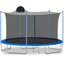 Load image into Gallery viewer, 12Ft Trampoline For Adults & Kids With Basketball Hoop, Outdoor Trampolines With Ladder And Safety Enclosure Net For Kids And Adults - Blue