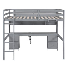 Load image into Gallery viewer, Loft Bed With Desk, Cabinets, Drawers, Charging Station And Bedside Tray