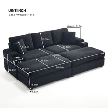 Load image into Gallery viewer, Convertible Sectional Sofa Bed Set With Armrest Storage, Cup Holder, USB - Black