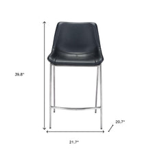 Load image into Gallery viewer, 21.7" x 20.7" x 39.8" Steel Low Back Counter Height Bar Chairs (Set of 2) - Black And Silver
