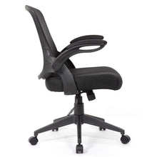 Load image into Gallery viewer, Office Chair With Mid Back Design, Adjustable Height And Foldable Armrests - Black