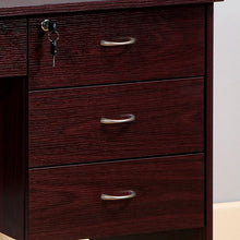 Load image into Gallery viewer, Three Locking Drawers On Metal Glides Student Desk Work Desk Modesty Panel Metal Bar Handles - Mahogany