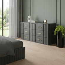 Load image into Gallery viewer, Solid Wood Six Drawer Dresser - Dark Gray