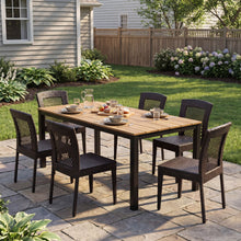 Load image into Gallery viewer, 7 Piece Outdoor Dining Set With Table And 6 Chairs - Brown Multi