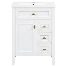 Load image into Gallery viewer, Bathroom Vanity With Sink, 3 Drawers & Cabinet With 2 Tier Door Storage Rack, Soft Close Doors & Drawers