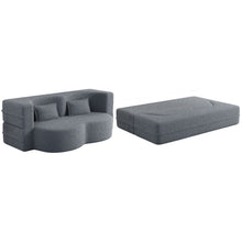 Load image into Gallery viewer, Modern Floor Sofa, With 2 Pillows, Convertible Teddy Fabric Foam Filled Bed