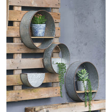 Load image into Gallery viewer, Farmhouse Round Metal Wall Planter (Set of 5) - Gray