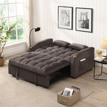 Load image into Gallery viewer, Modern Loveseat Futon Sofa With Pullout Bed, Adjustable Reclining Backrest, Toss Pillows