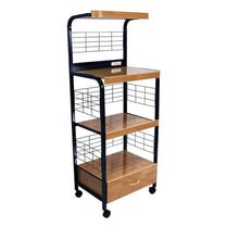 Load image into Gallery viewer, 26" Rolling Kitchen Cart With Storage - Natural / Black