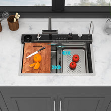 Load image into Gallery viewer, 30" Single Bowl Kitchen Sink With Smart LED Faucet