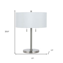 Load image into Gallery viewer, Metal Two Light Table Lamp With White Empire Shade - Nickel