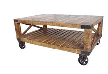 Load image into Gallery viewer, Traditional Cart Style Wooden Coffee Table - Natural