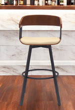 Load image into Gallery viewer, Faux Leather With Metal Swivel Bar Height Bar Chair - Cream And Black