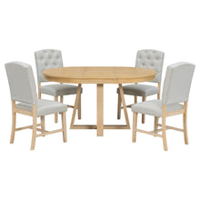 Load image into Gallery viewer, Dining Set With Leaf Round Table And 4 Upholstered Chairs
